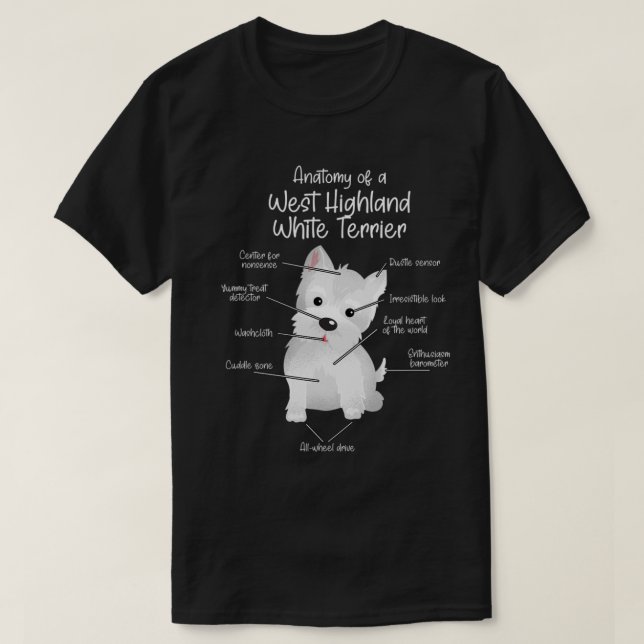 Anatomie eines West Highland White Terrier | Westi T-Shirt (Design vorne)