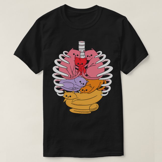 Anatomie Inspiriert Katzenorganismen mit Rippenkäf T-Shirt (Design vorne)