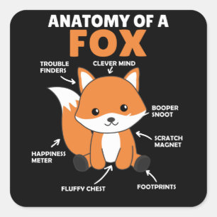 Anatomie von Fox Quadratischer Aufkleber