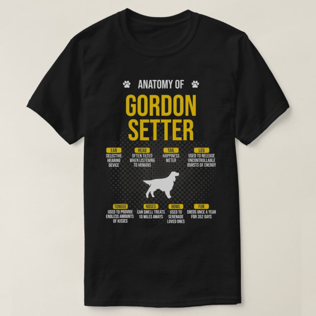 Anatomie von Gordon Setter Hund Lover T-Shirt (Design vorne)