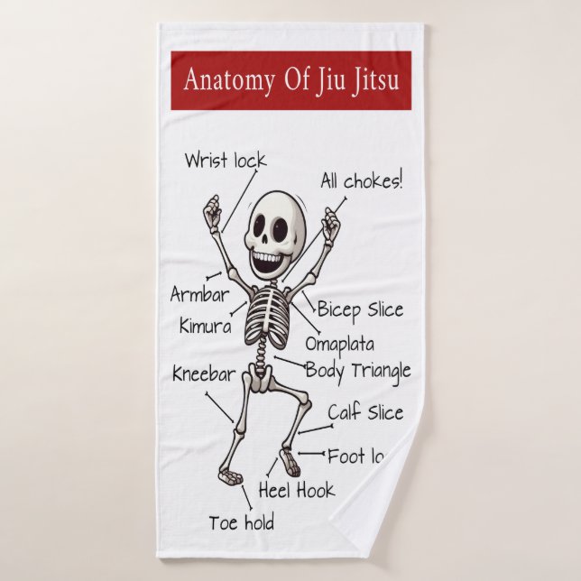 Anatomie von Jiu Jitsu BJJ Skeleton Einreichungen  Badehandtuch (Badehandtuch)