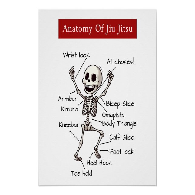 Anatomie von Jiu Jitsu BJJ Skeleton Einreichungen  Poster (Vorderseite)