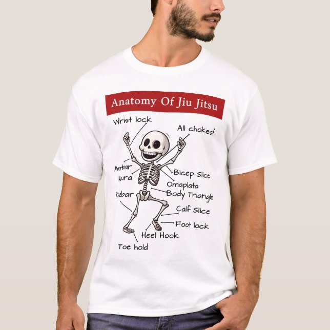 Anatomie von Jiu Jitsu Funny BJJ Skeleton T-Shirt (Vorderseite)