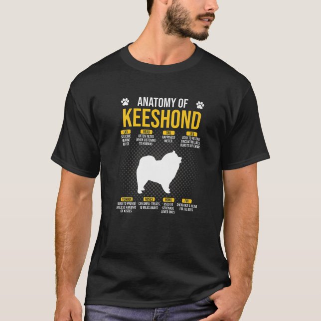 Anatomie von Keeshond Hund Lover T-Shirt (Vorderseite)