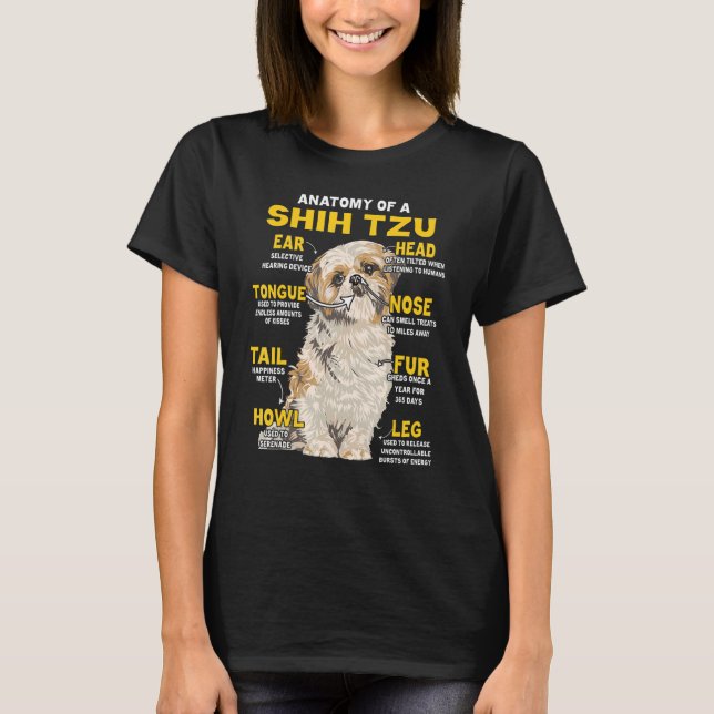 Anatomie von Shih Tzu Funny Dog Lover T-Shirt (Vorderseite)