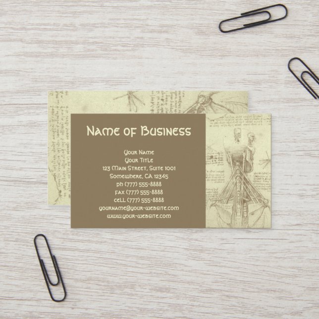 Anatomie Zeichnung der Wirbelsäule Leonardo da Vin Visitenkarte (Vorderseite/Rückseite Beispiel)
