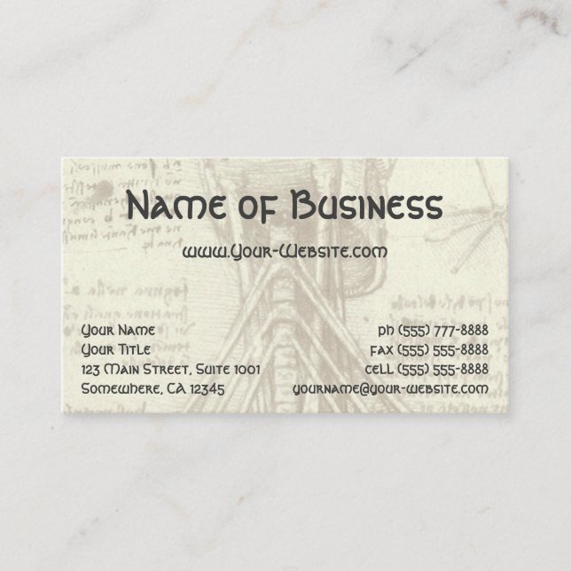 Anatomie Zeichnung der Wirbelsäule Leonardo da Vin Visitenkarte (Vorderseite)