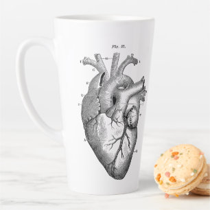 Anatomisch menschliches Herz Vintage Art Cafe Latt Milchtasse