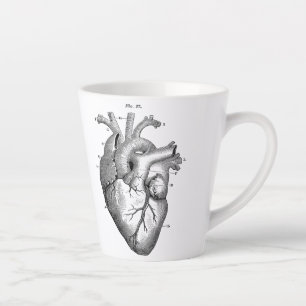 Anatomisch menschliches Herz Vintage Art Cafe Latt Milchtasse