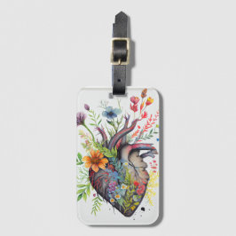 Anatomische Herz- und Aquarellfarben-Blume Liebe Gepäckanhänger