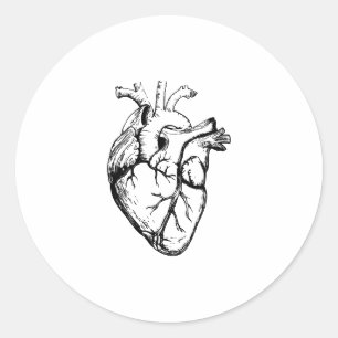 Anatomische Herz Vintage-Linienkunst Runder Aufkleber
