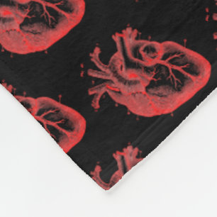 Anatomische Herzen Horror Rot Schwarz Kuscheldecke Fleecedecke