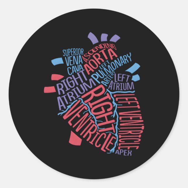 Anatomische Hu He Kardiology Medical Cardiac Nurse Runder Aufkleber (Vorderseite)