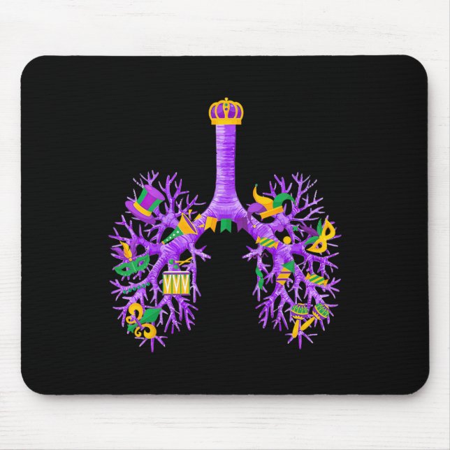 Anatomische Lunge Mardi Gras Atemtherapeut Mousepad (Vorne)