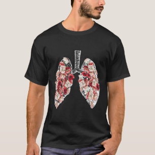 Anatomische Lungen und Blume T-Shirt