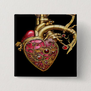 Anatomische Röhrchen und Geere aus Steampunkherz Button
