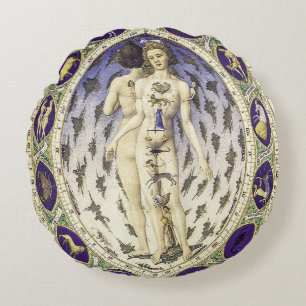 Anatomischer Zodiac-Mensch Rundes Kissen