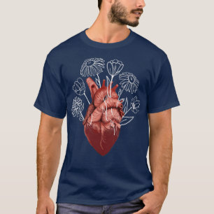 Anatomisches Heart Woven mit Blume Tulips Daisies T-Shirt
