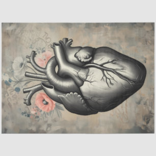 Anatomisches Herz Florales Dekorationspapier Seidenpapier