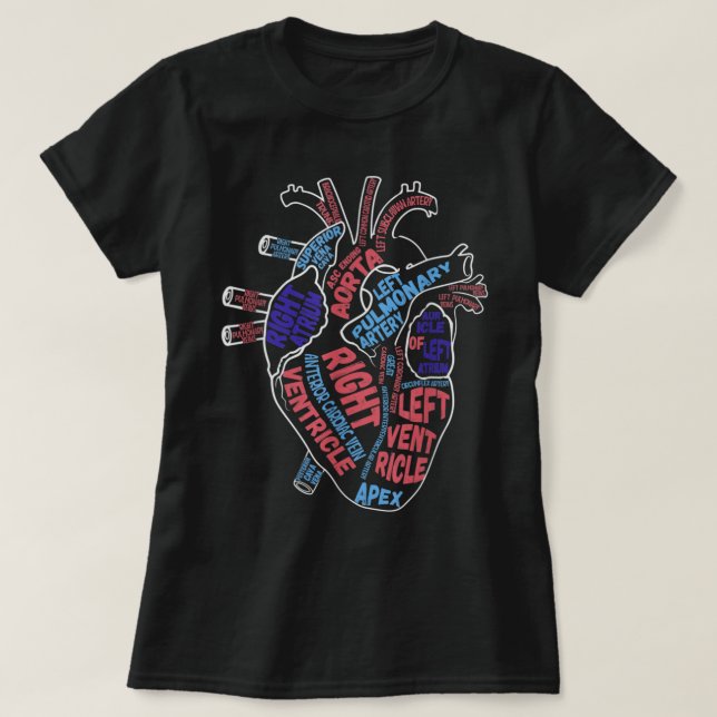 Anatomisches Herz Krankenversorgung Kardiologie T-Shirt (Design vorne)