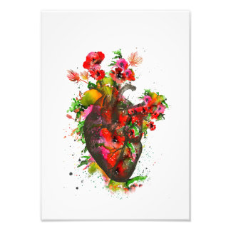 Anatomisches Herz mit Blume, Blumenherz Fotodruck