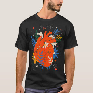Anatomisches Herz mit Blumen menschliches Herz T-Shirt