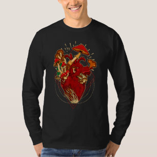 Anatomisches Herz mit Pilzpilz Fungi Nahrungsaufna T-Shirt