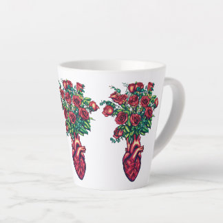 Anatomisches Herz mit Rose, Herzkrieger Milchtasse