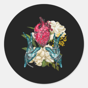 Anatomisches Herz und Blume Doktor Valentin Runder Aufkleber