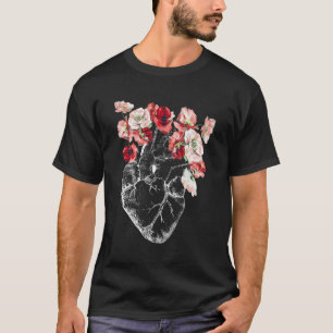 Anatomisches Herz und Blume Langschläfer T Shirt
