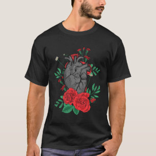 Anatomisches Herz und Blume Männer Frauen Kardiolo T-Shirt