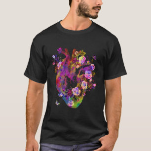 Anatomisches Herz und Blume zeigen Ihre Liebe Frau T-Shirt