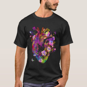 Anatomisches Herz und Blume zeigen Ihre Liebe Frau T-Shirt