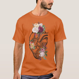 Anatomisches Herz und Blume zeigen Ihre Liebe Frau T-Shirt