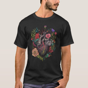 Anatomisches Herz und Blume zeigen Ihre Liebe für T-Shirt