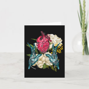 Anatomisches Herz und Blumen Doktor Valentin  Karte