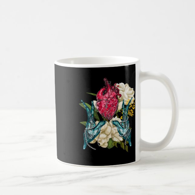 Anatomisches Herz und Blumen Doktor Valentine  Kaffeetasse (Rechts)