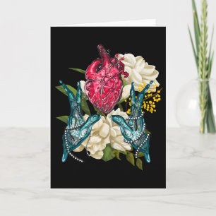 Anatomisches Herz und Blumen Doktor Valentine Karte