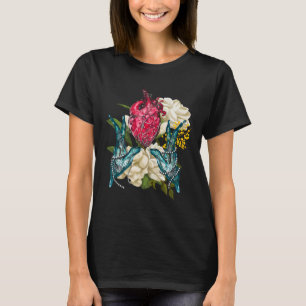 Anatomisches Herz und Blumen Doktor Valentine T-Shirt