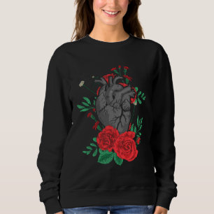 Anatomisches Herz und Blumen Männer Frauen Kardiol Sweatshirt