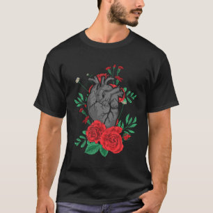 Anatomisches Herz und Blumen Männer Frauen Kardiol T-Shirt