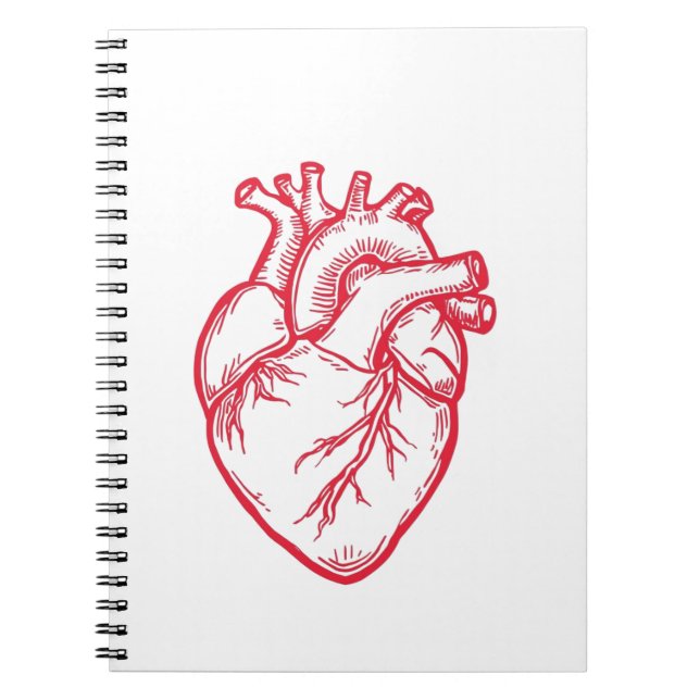 Anatomisches Herz Valentins Shirt Notizblock (Vorderseite)