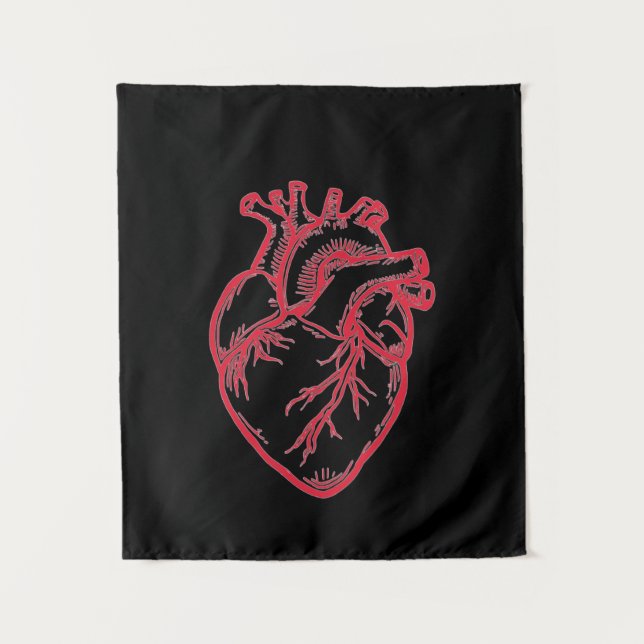 Anatomisches Herz Valentins Shirt Wandteppich (Vorderseite)