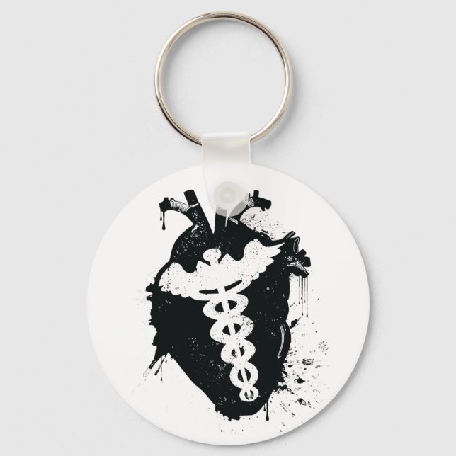 Anatomisches Herz von Caduceus Schlüsselanhänger (Vorderseite)