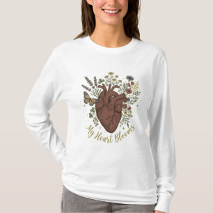 Anatomisches Herz Wildblumen Bouquet Ästhetik T-Shirt