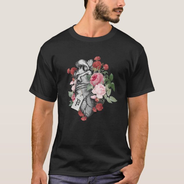 Anatomisches Herzorgan und Blume mit Mahal Kita T-Shirt (Vorderseite)