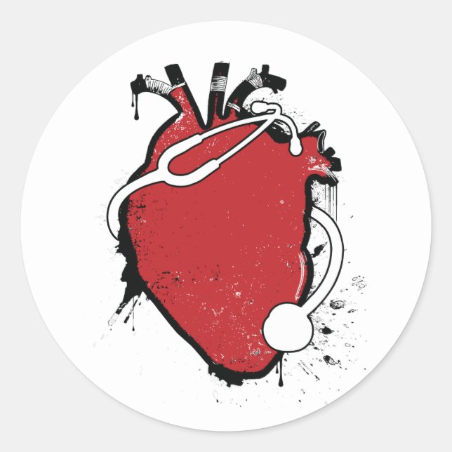 Anatomisches Herzstethoskop Runder Aufkleber (Vorderseite)