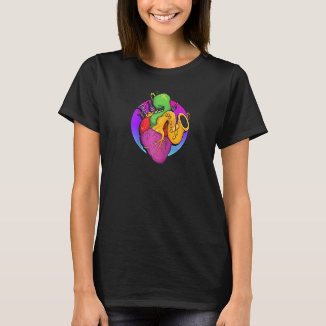 Anatomisches Musikherz Zeigen Sie Ihre Liebe Wome T-Shirt (Vorderseite)