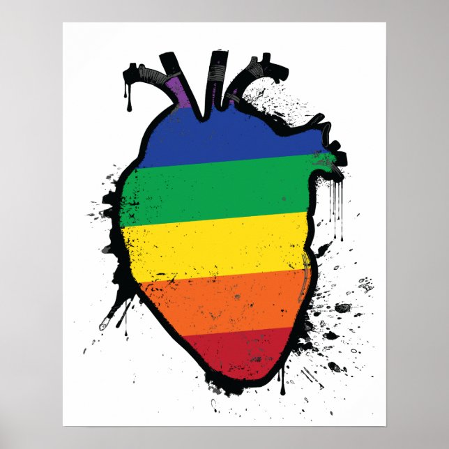 Anatomisches Regenbogenherz Poster (Vorne)