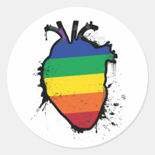 Anatomisches Regenbogenherz Runder Aufkleber